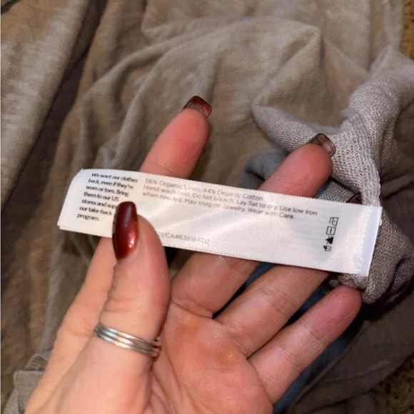 Eileen Fisher Linen Cotton High Collar Long Cardigan Silver Gray Sz L NWT $228 - Picture 4 of 5